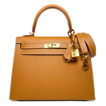 Hermes Kelly 25 Gold Sellier Epsom Gold Hardware