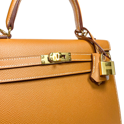 Hermes Kelly 25 Gold Sellier Epsom Gold Hardware