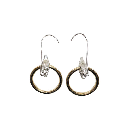 Chanel Light Gold Paris-Rome Strass Hoop Drop Clip On Earrings