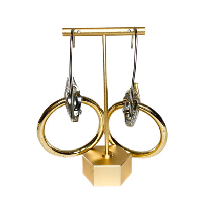 Chanel Light Gold Paris-Rome Strass Hoop Drop Clip On Earrings