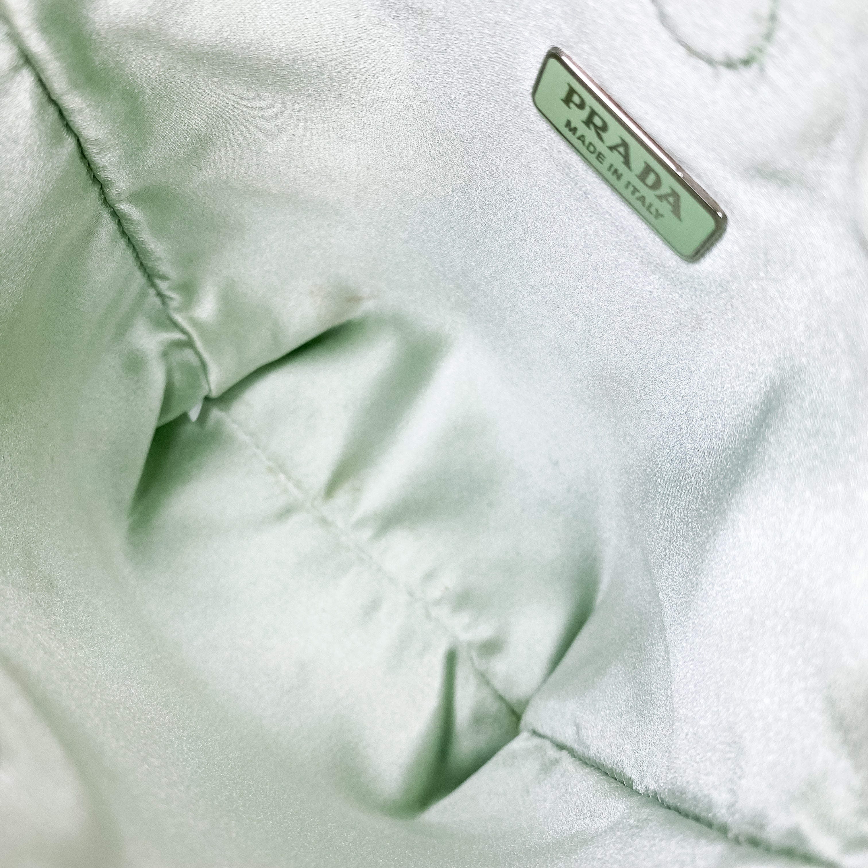 Prada Green Metal Triangle Logo Chain Crossbody