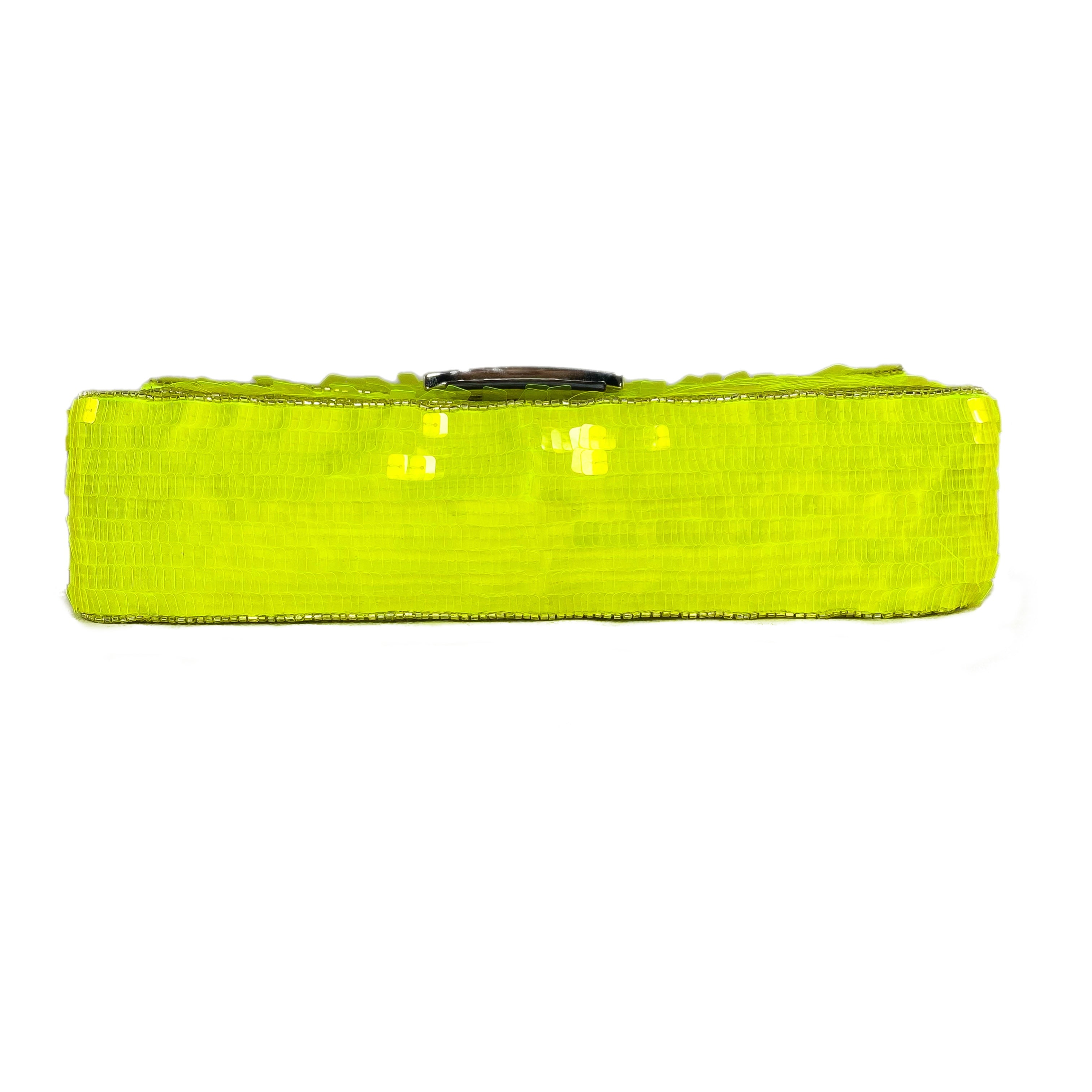 Fendi Elaphe and Neon Yellow Sequin Baguette