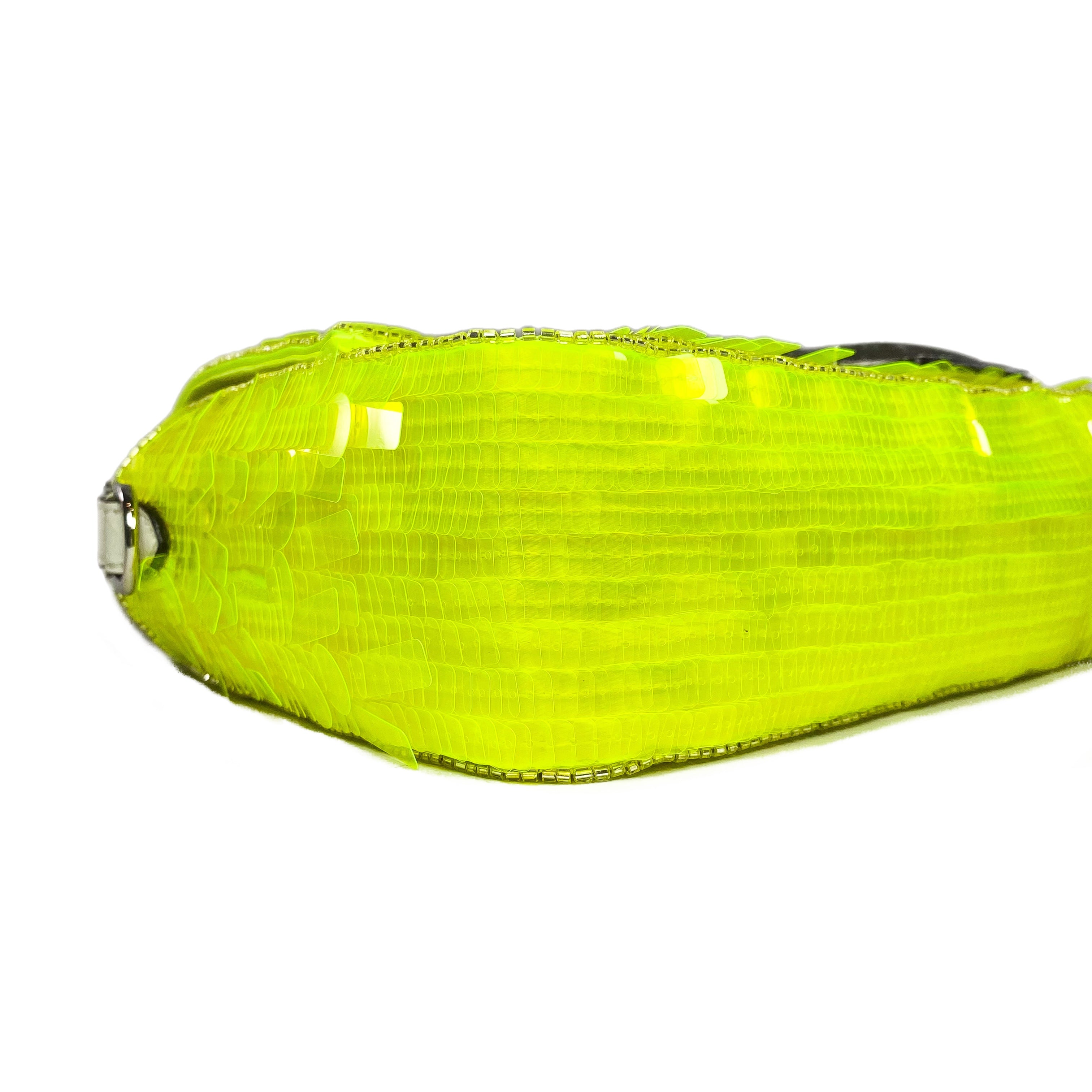 Fendi Elaphe and Neon Yellow Sequin Baguette