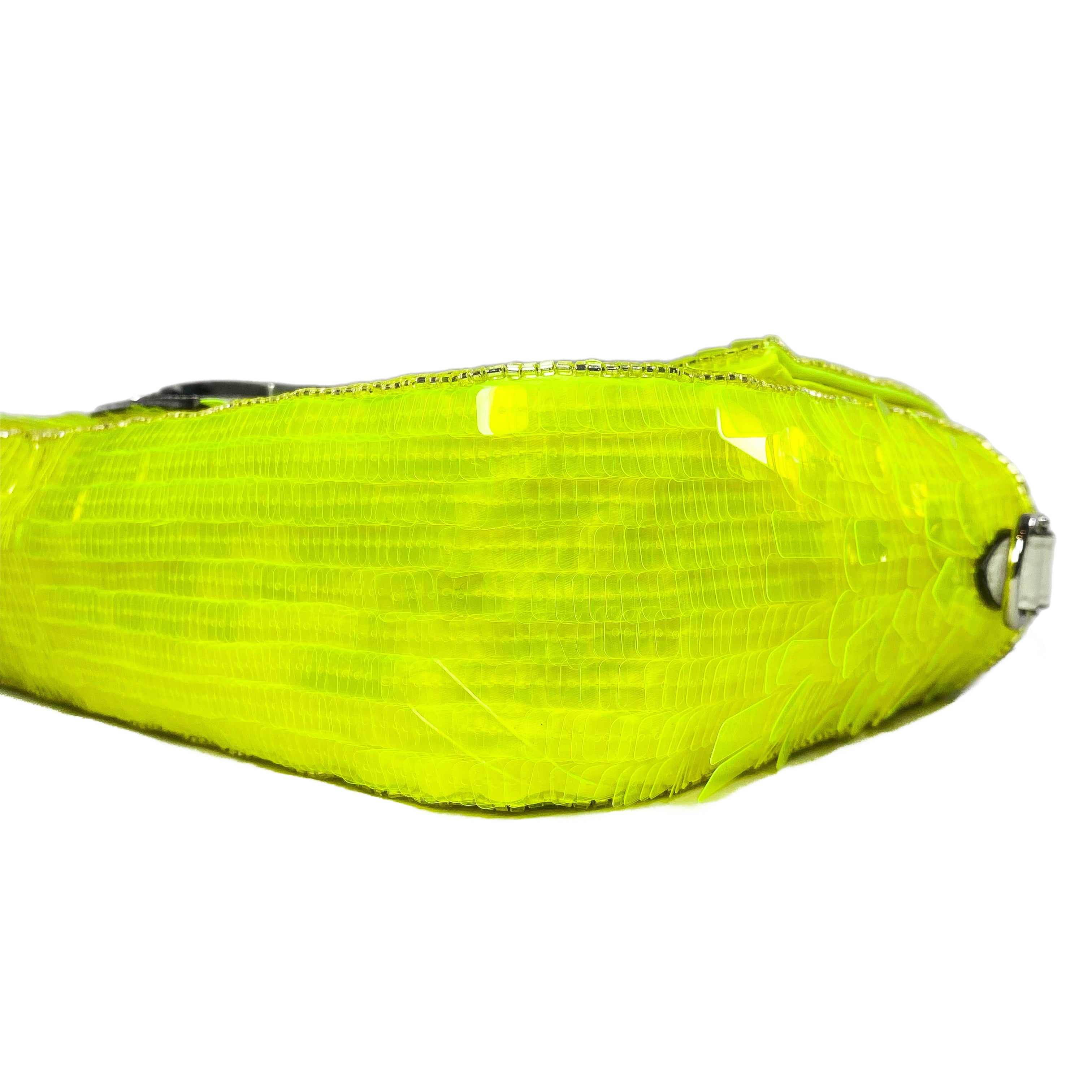 Fendi Elaphe and Neon Yellow Sequin Baguette