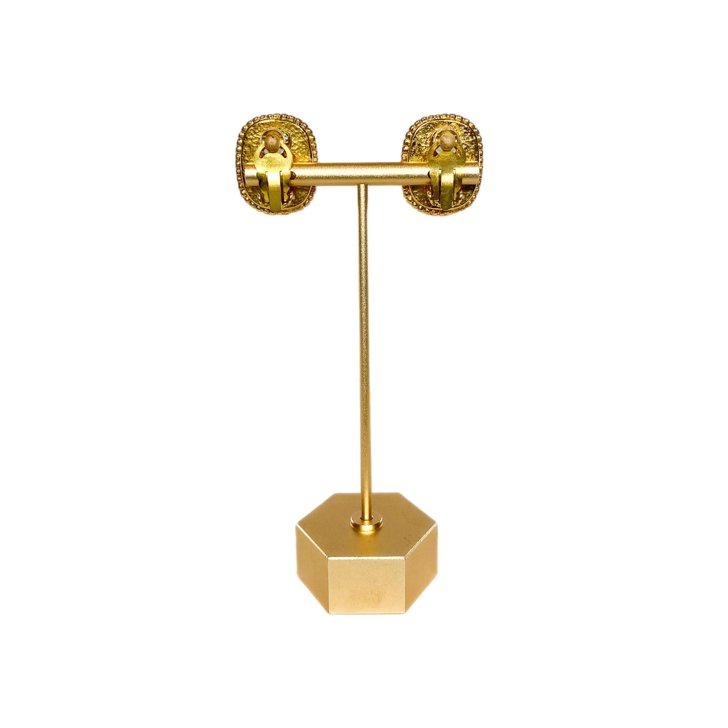 Chanel Gold Pearl Clip On Vintage Earrings