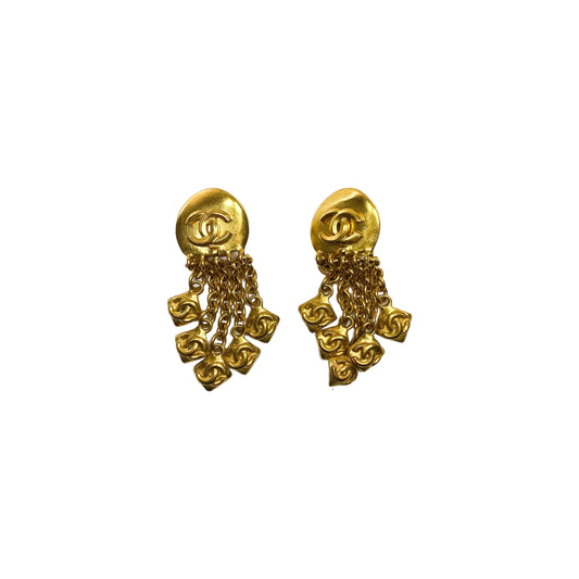 Chanel Gold Fringe Vintage Drop Earrings
