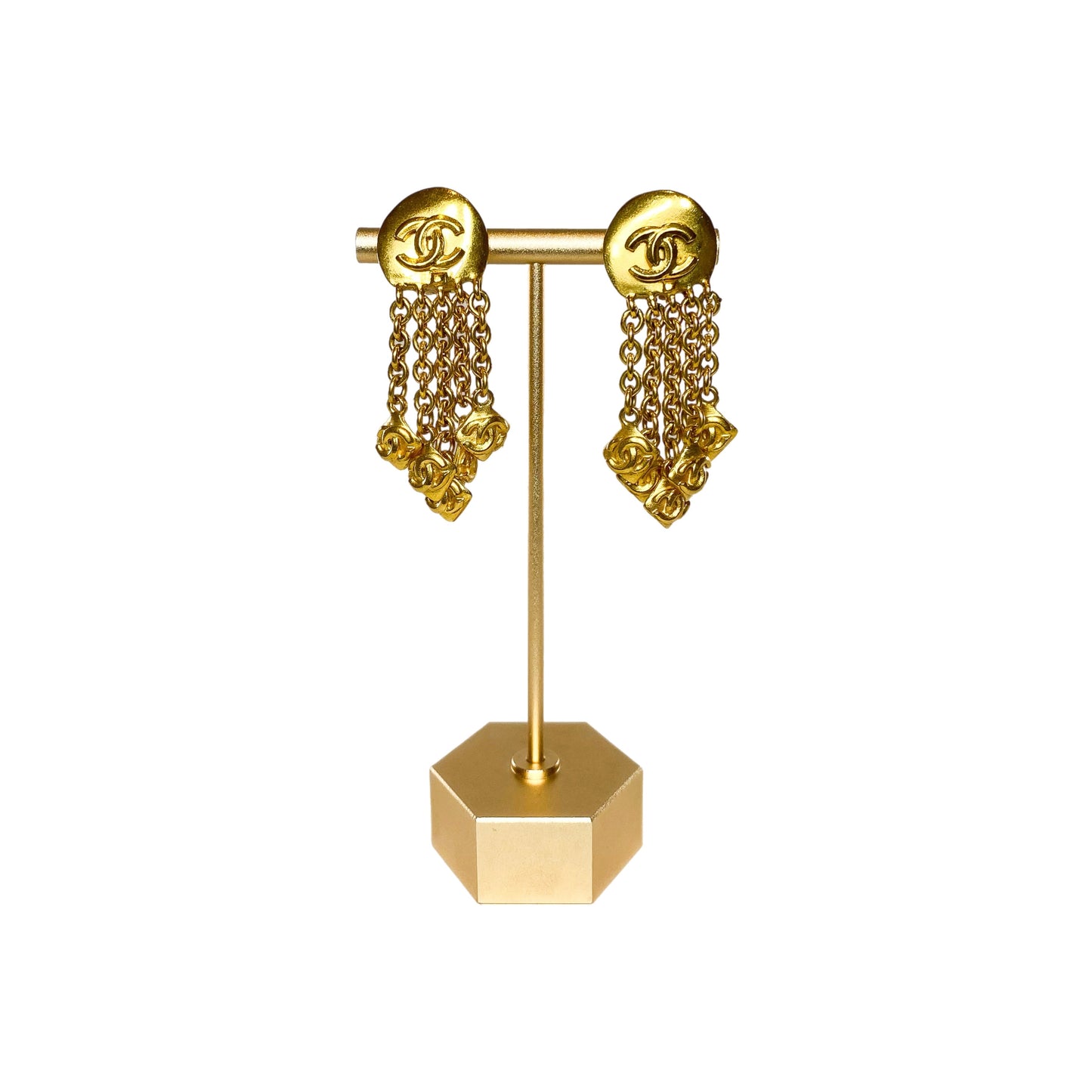 Chanel Gold Fringe Vintage Drop Earrings