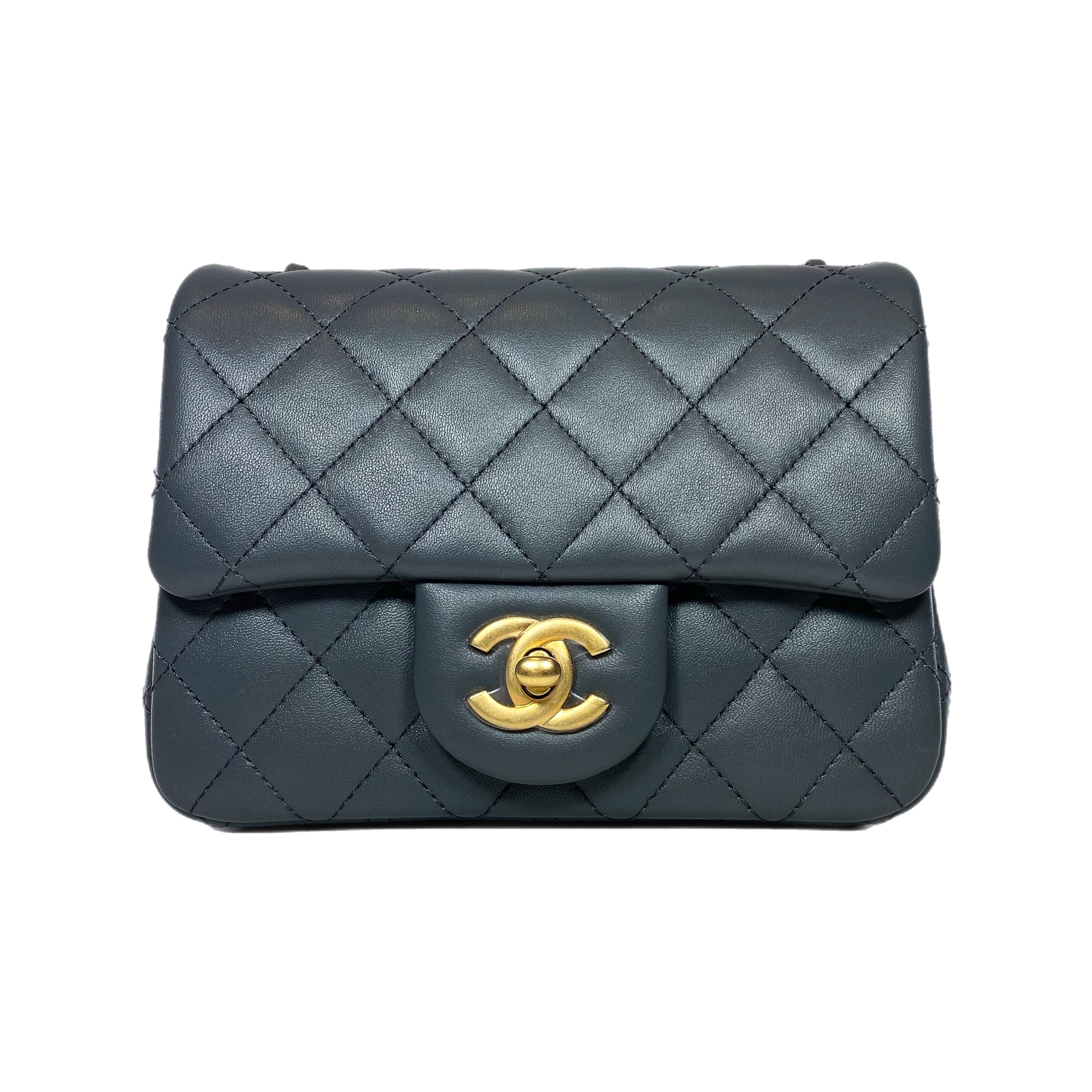 Chanel Dark Gray Mini Square Pearl Crush Flap Bag | Consign of the