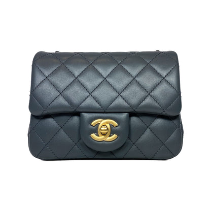 Chanel Dark Gray Mini Square Pearl Crush Flap Bag