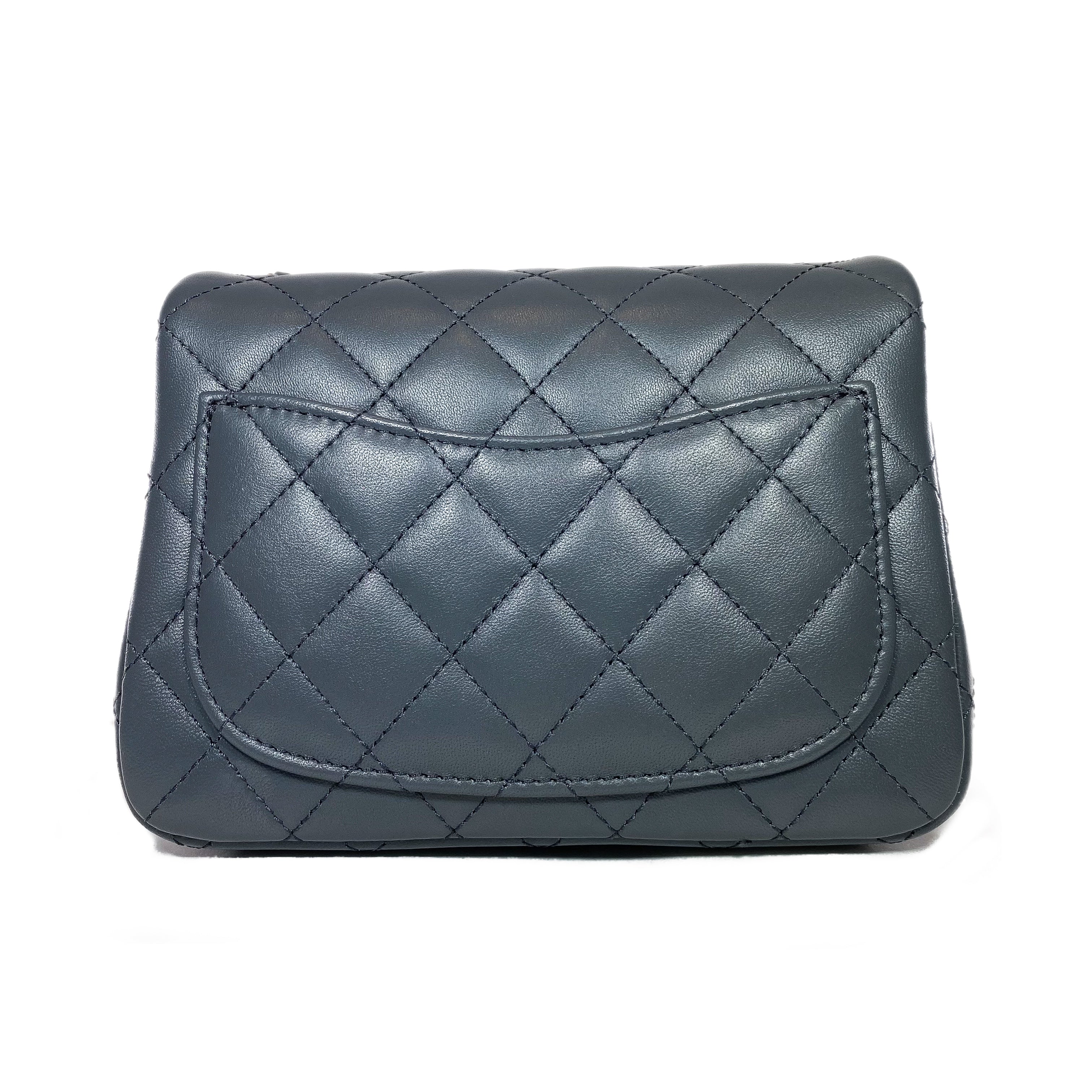 Chanel Dark Gray Mini Square Pearl Crush Flap Bag