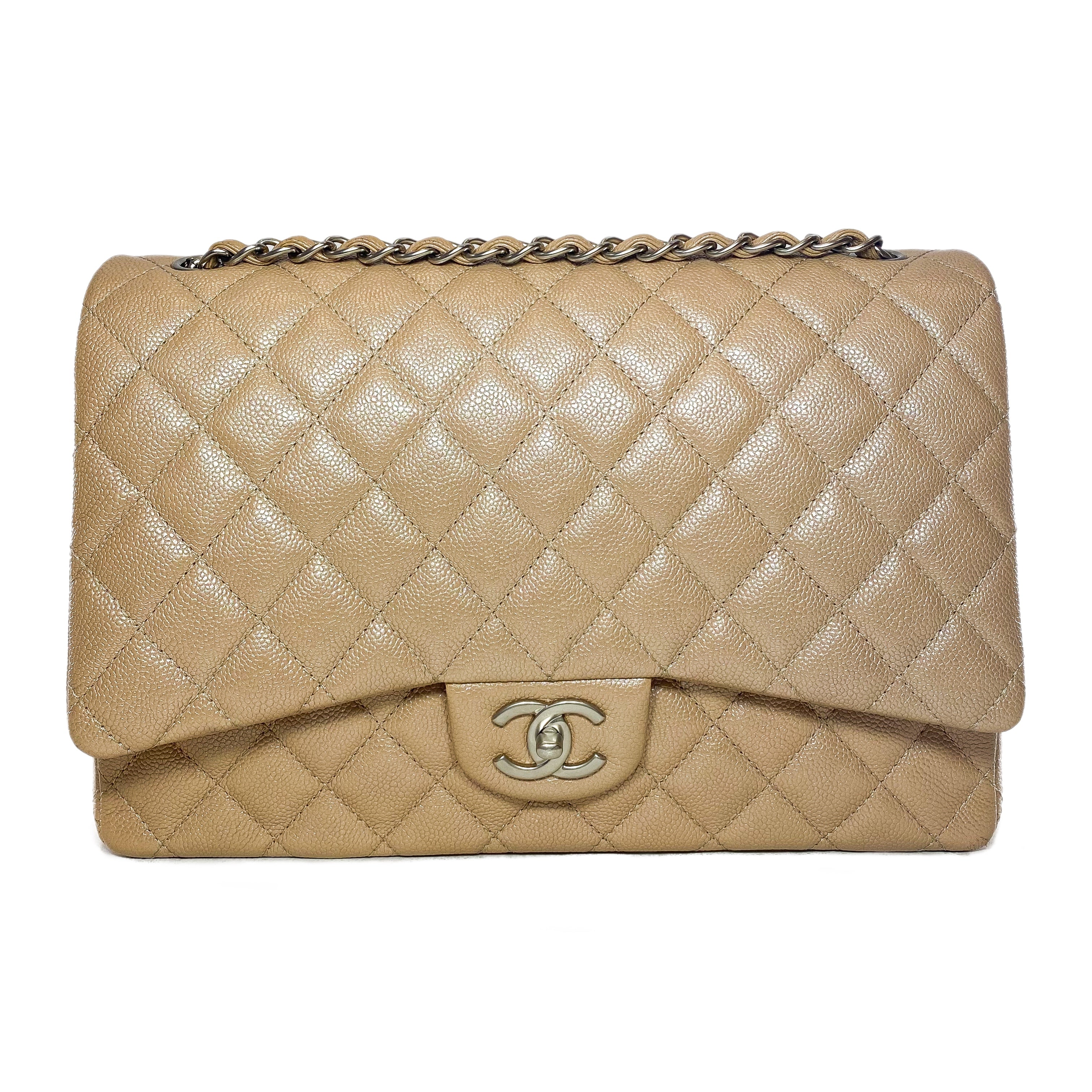 Chanel Maxi Iridescent Beige Flap Bag | Consign of the Times ™