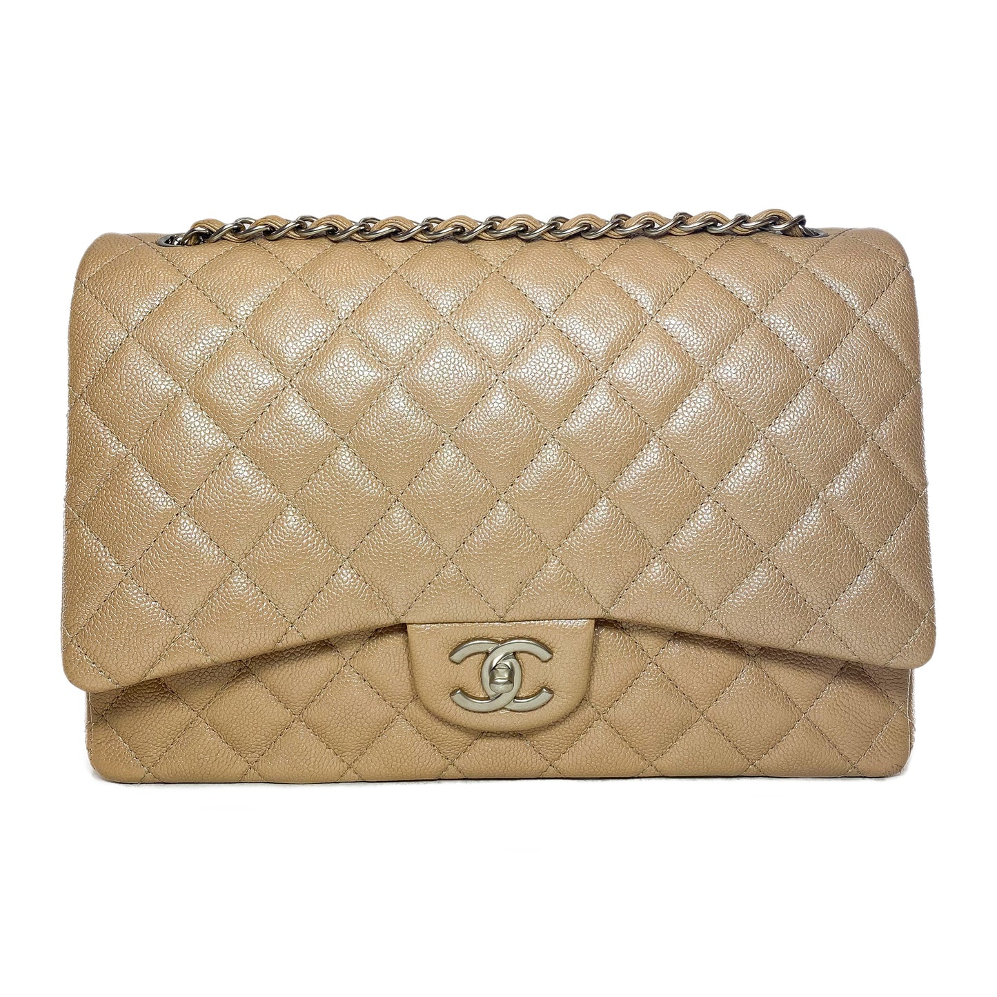 Chanel Maxi Iridescent Beige Flap Bag