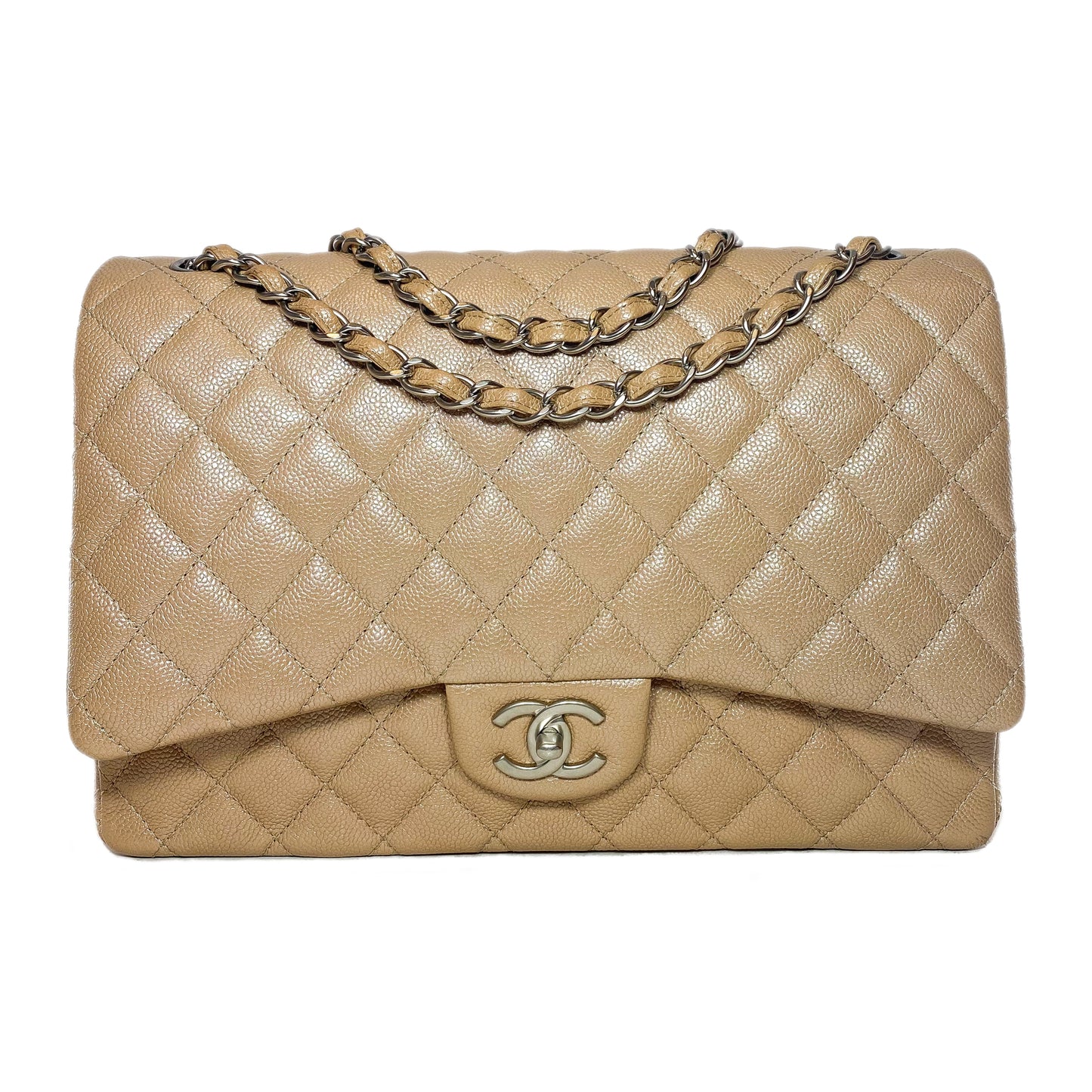 Chanel Maxi Iridescent Beige Flap Bag