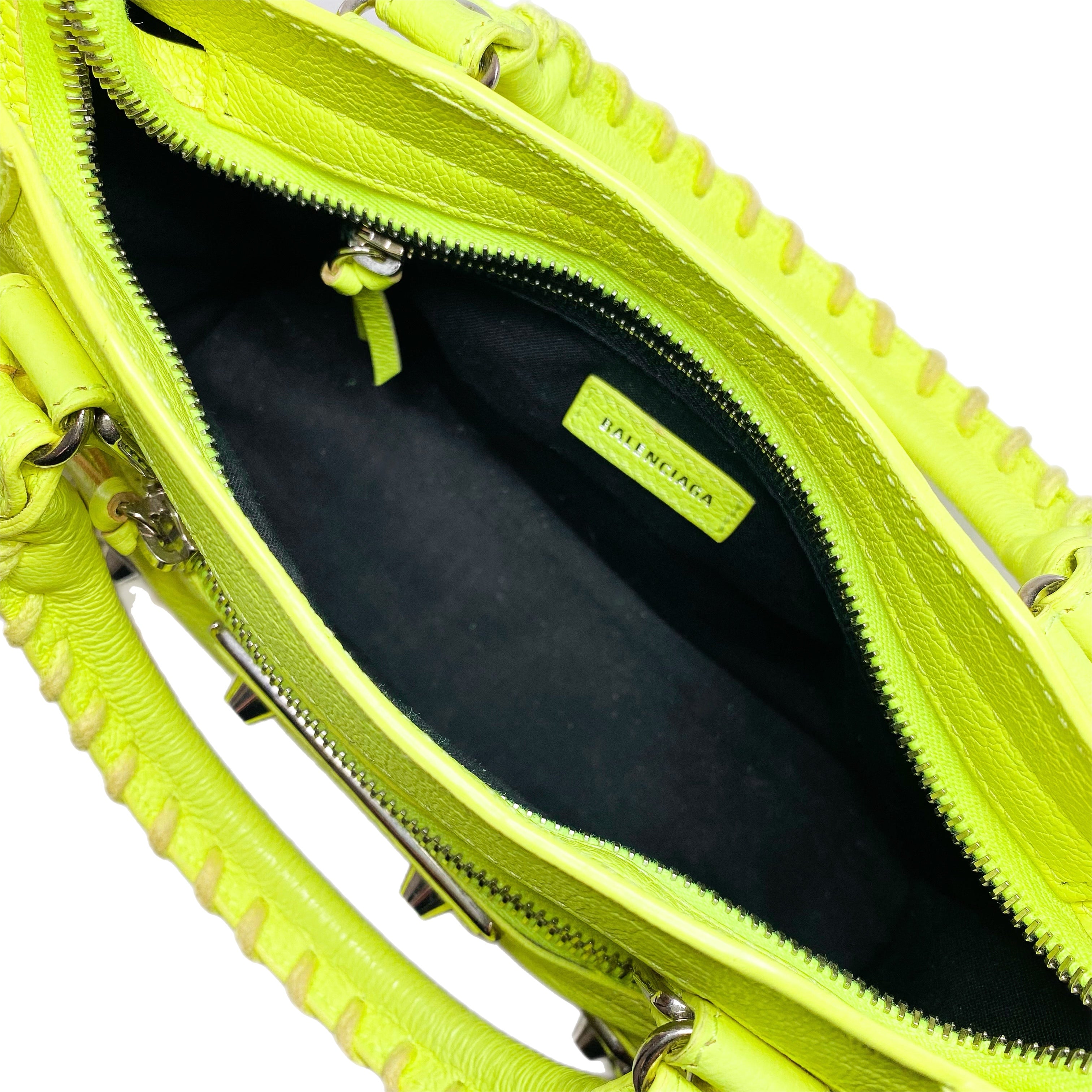 Balenciaga Neon Yellow Mini City Bag