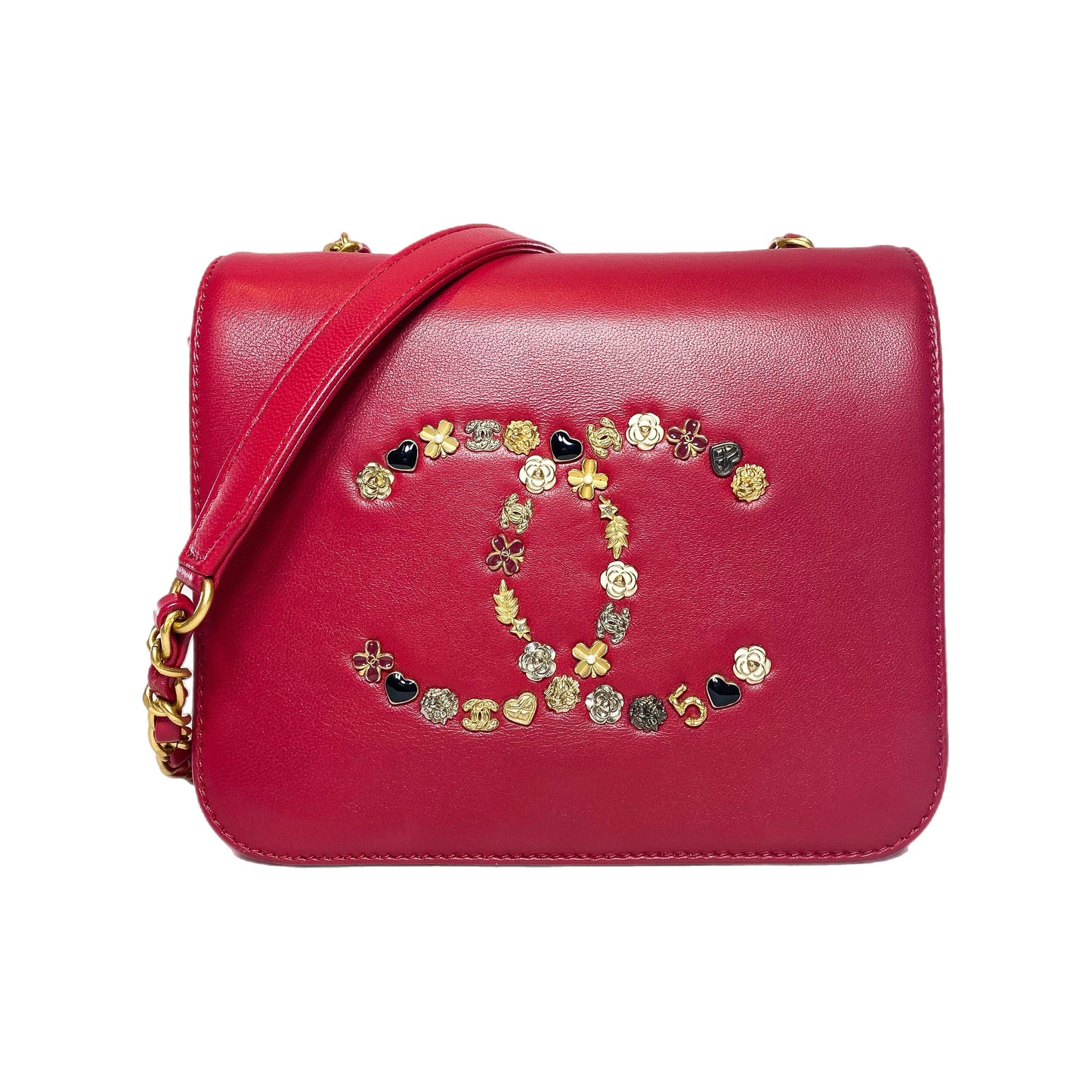 Chanel Raspberry Lucky Charms Crossbody Messenger Flap Bag