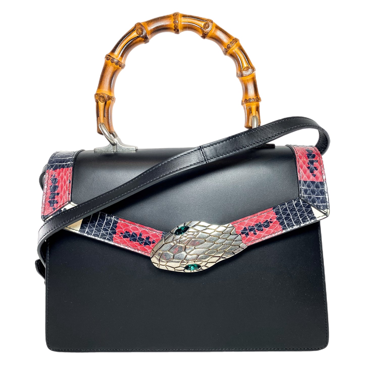 Gucci Black Snakeskin Lilith Top Handle Bag