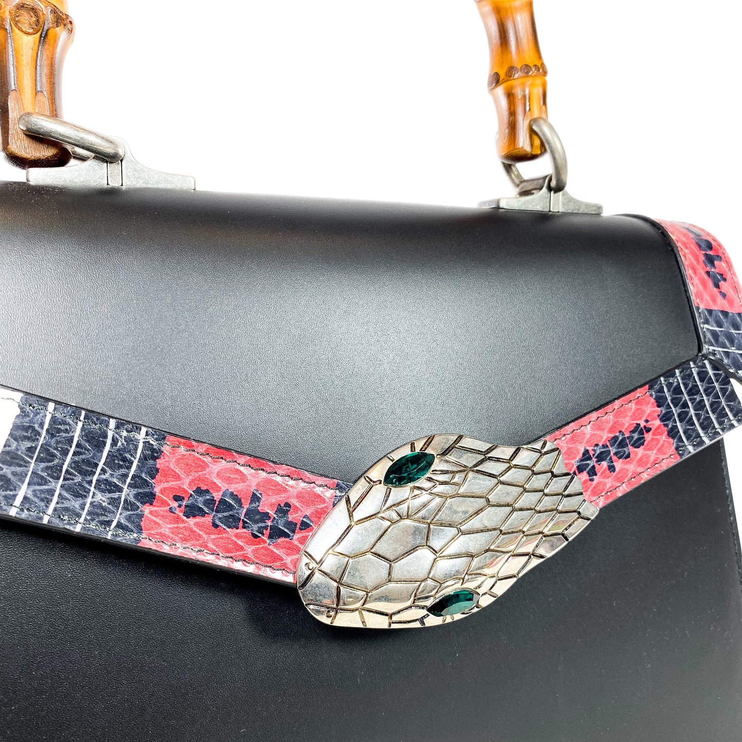 Gucci Black Snakeskin Lilith Top Handle Bag