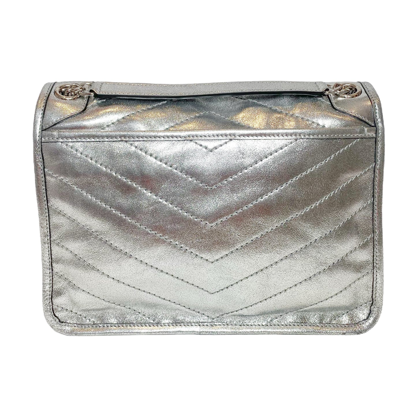 Saint Laurent Metallic Silver Nikki Medium Shoulder Bag
