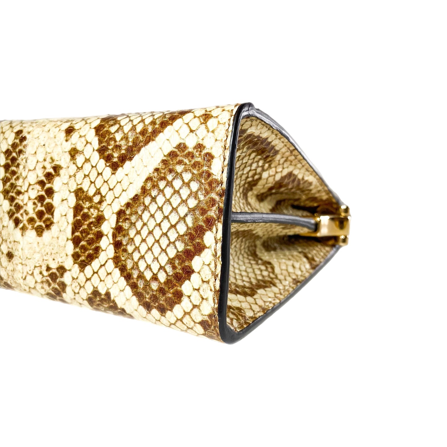 Gucci Natural Cream Brown Raffia Elaphe GG Small Ophidia Chain Shoulder Bag