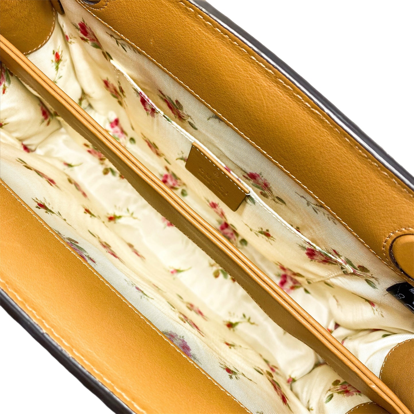 Gucci Natural Cream Brown Raffia Elaphe GG Small Ophidia Chain Shoulder Bag