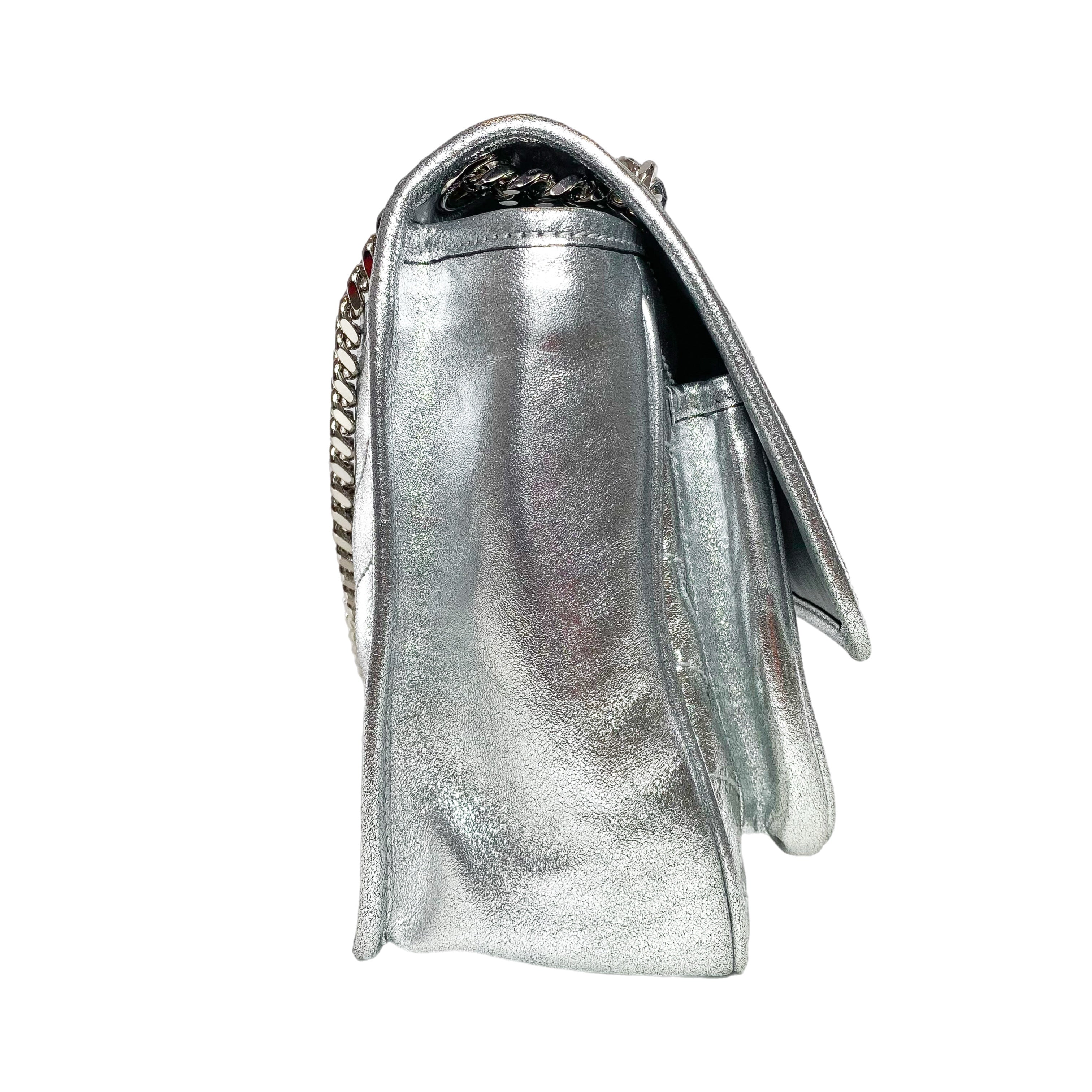 Saint Laurent Metallic Silver Nikki Medium Shoulder Bag