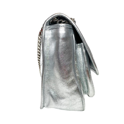 Saint Laurent Metallic Silver Nikki Medium Shoulder Bag