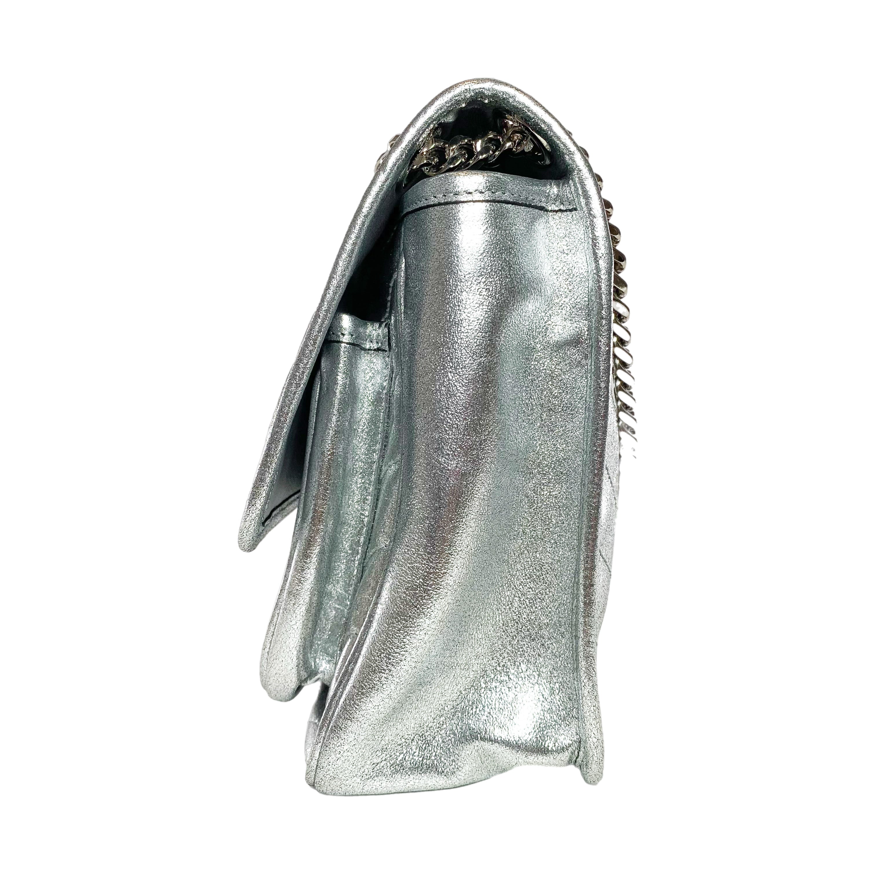 Saint Laurent Metallic Silver Nikki Medium Shoulder Bag