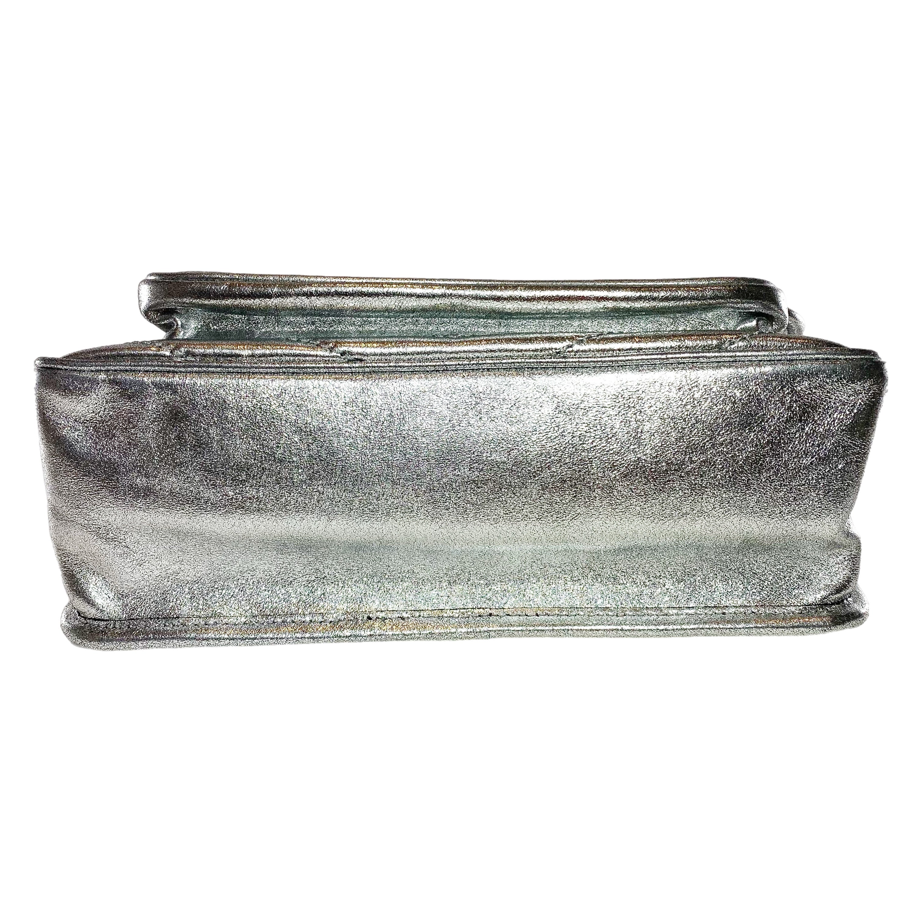 Saint Laurent Metallic Silver Nikki Medium Shoulder Bag