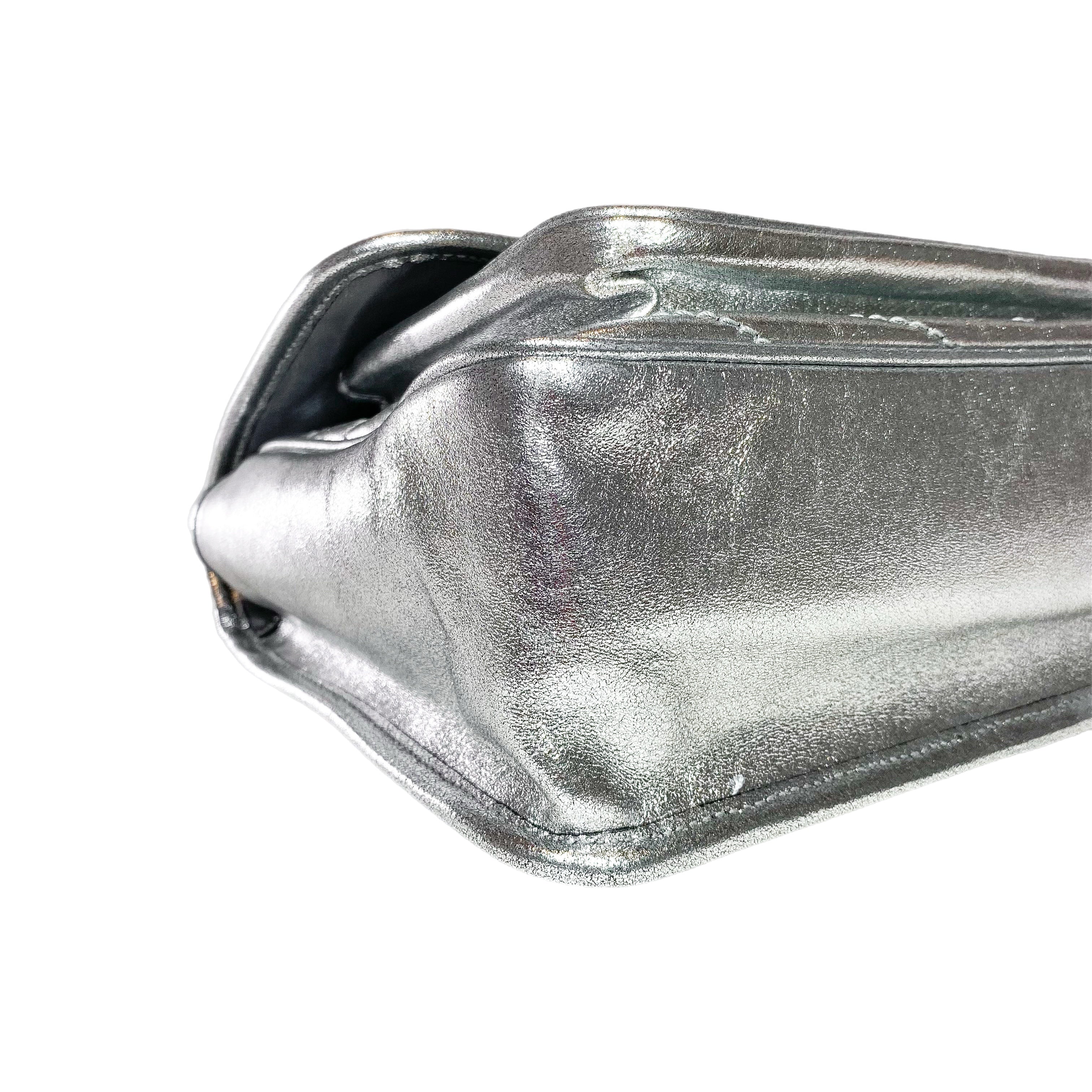 Saint Laurent Metallic Silver Nikki Medium Shoulder Bag