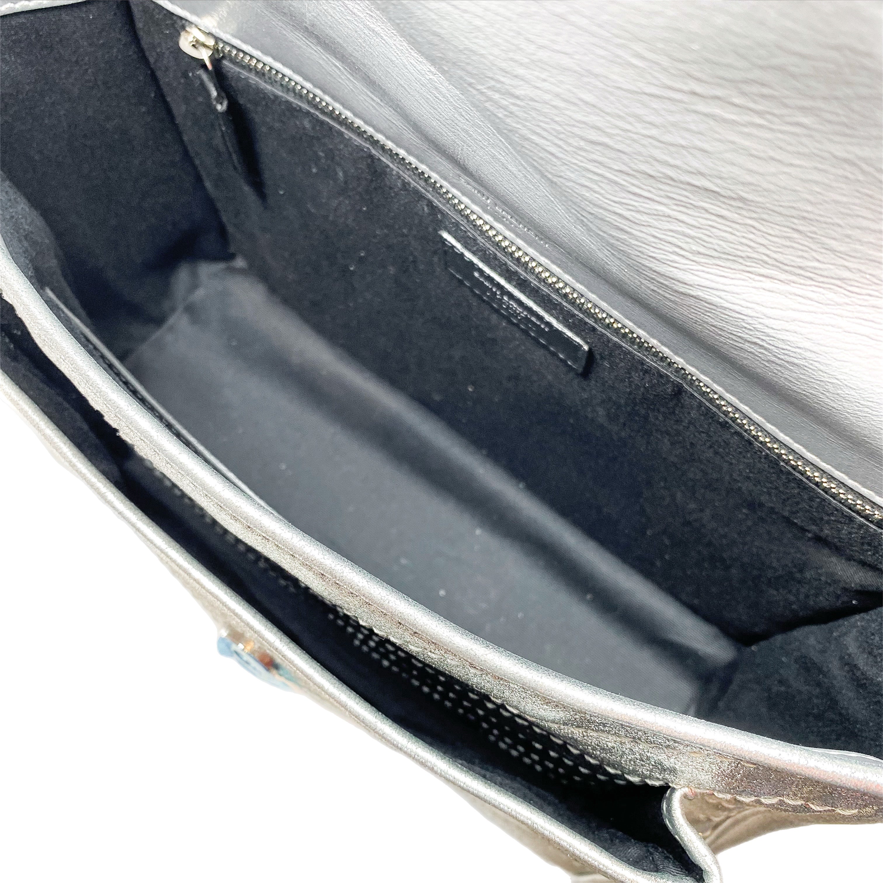 Saint Laurent Metallic Silver Nikki Medium Shoulder Bag