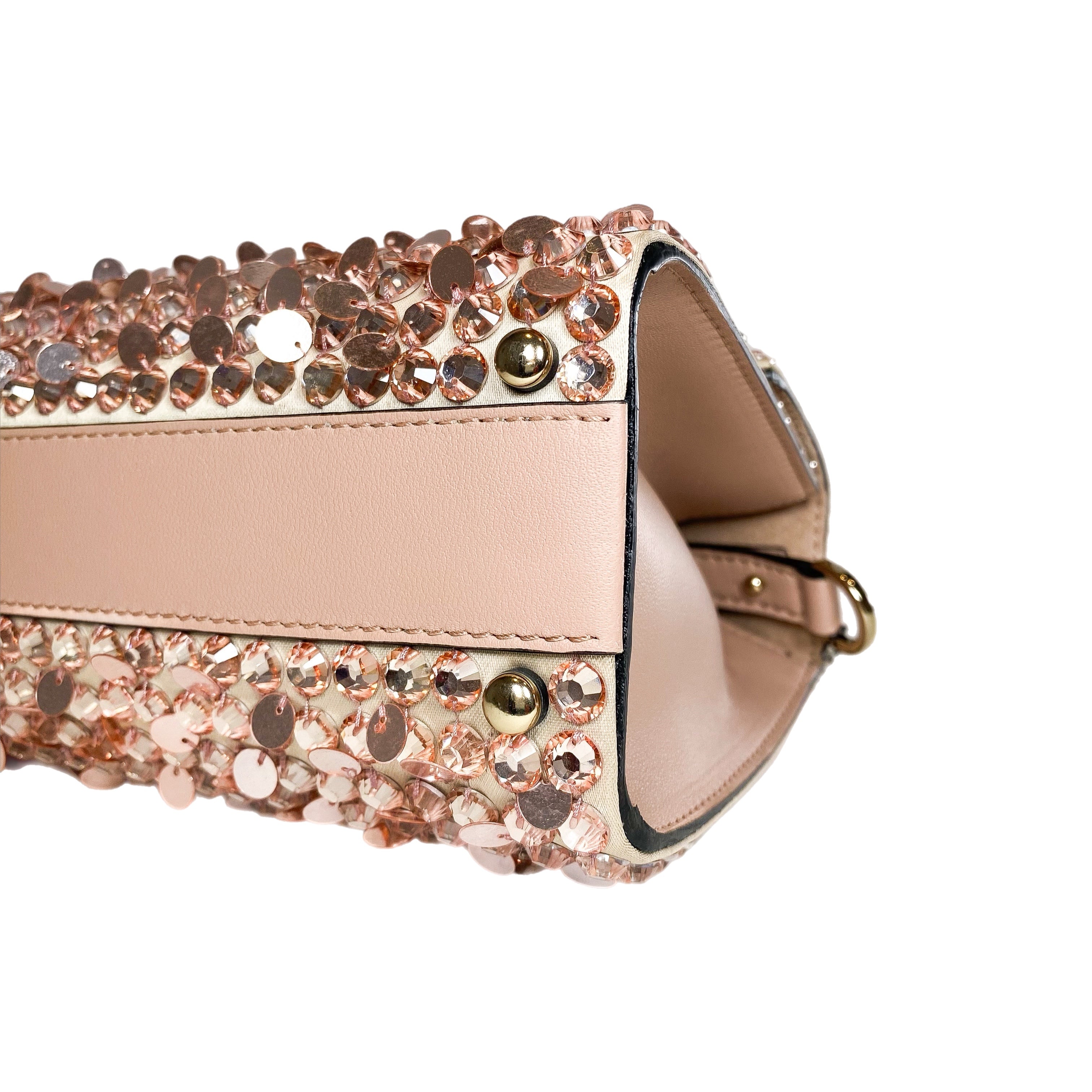 Valentino Peach Rose Mist Sequin Crystal Embroidered Mini Vsling