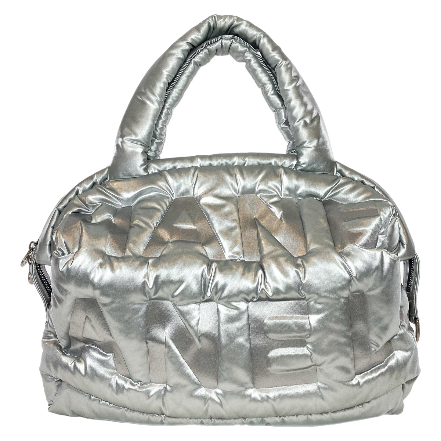 Chanel Silver Doudoune Nylon Puffer Tote