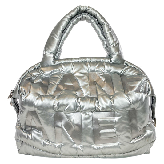 Chanel Silver Doudoune Nylon Puffer Tote