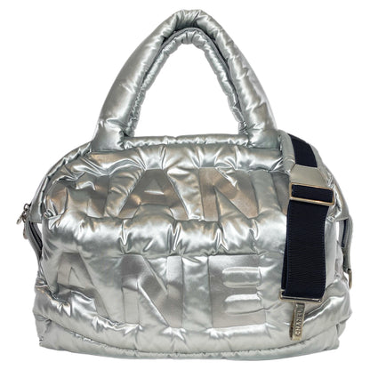 Chanel Silver Doudoune Nylon Puffer Tote