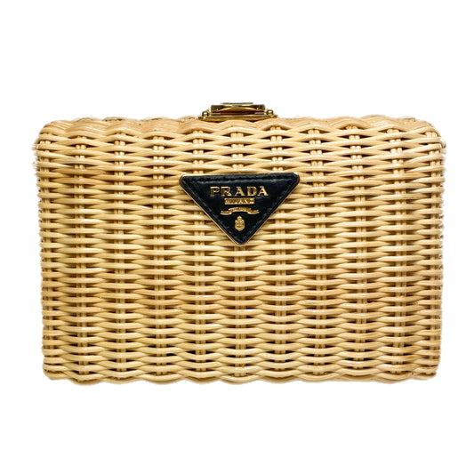 Prada Natural Wicker Box Clutch