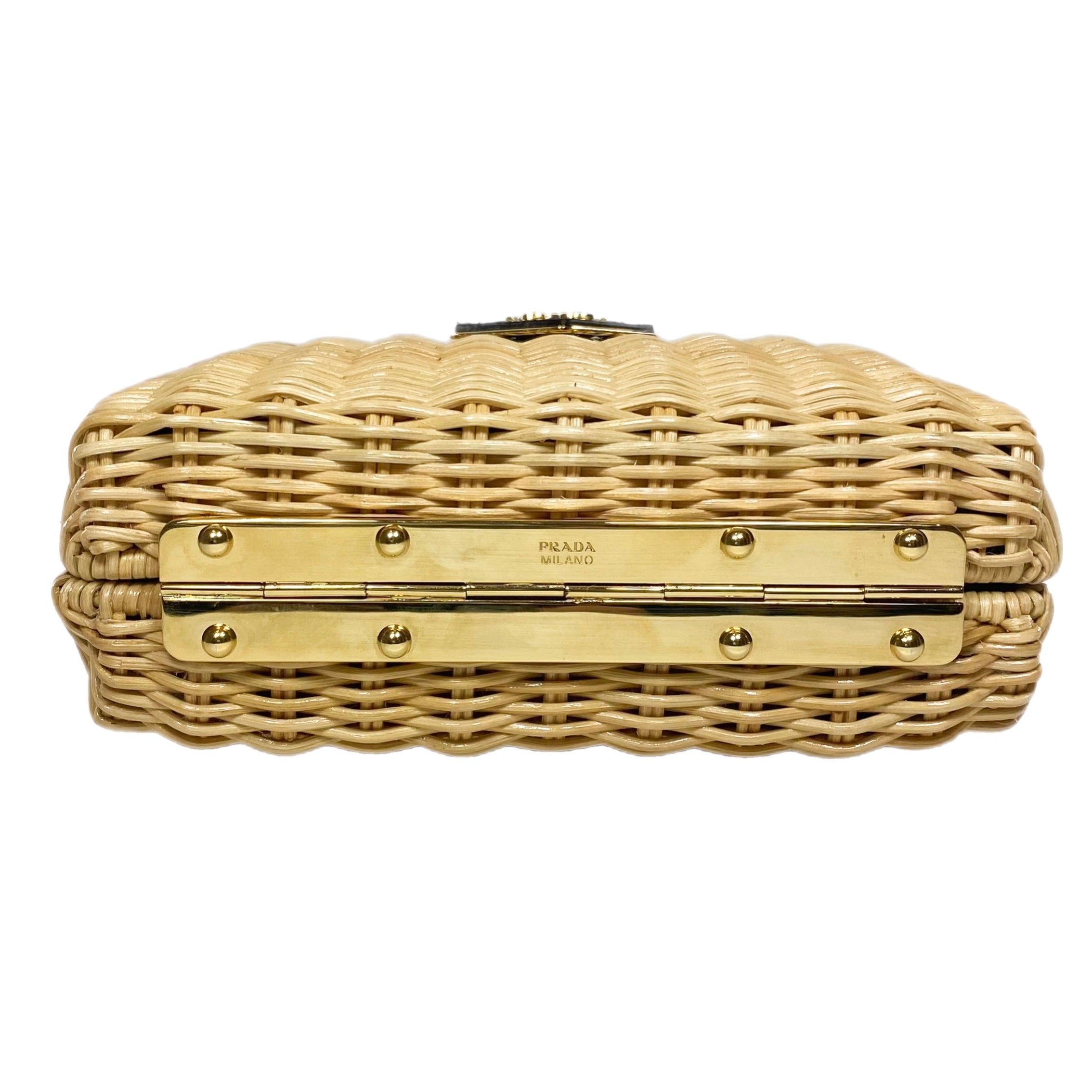 Prada Natural Wicker Box Clutch