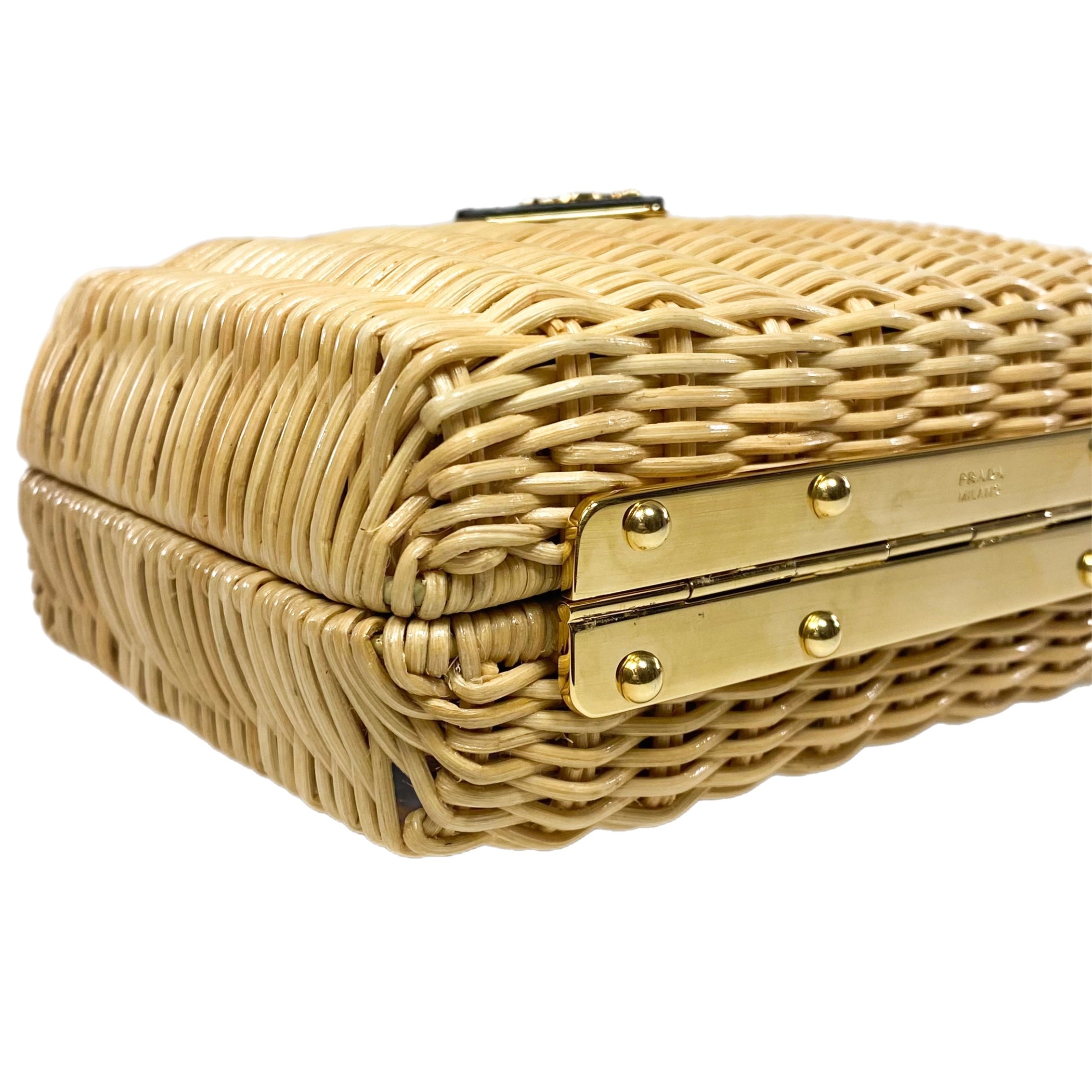 Prada Natural Wicker Box Clutch