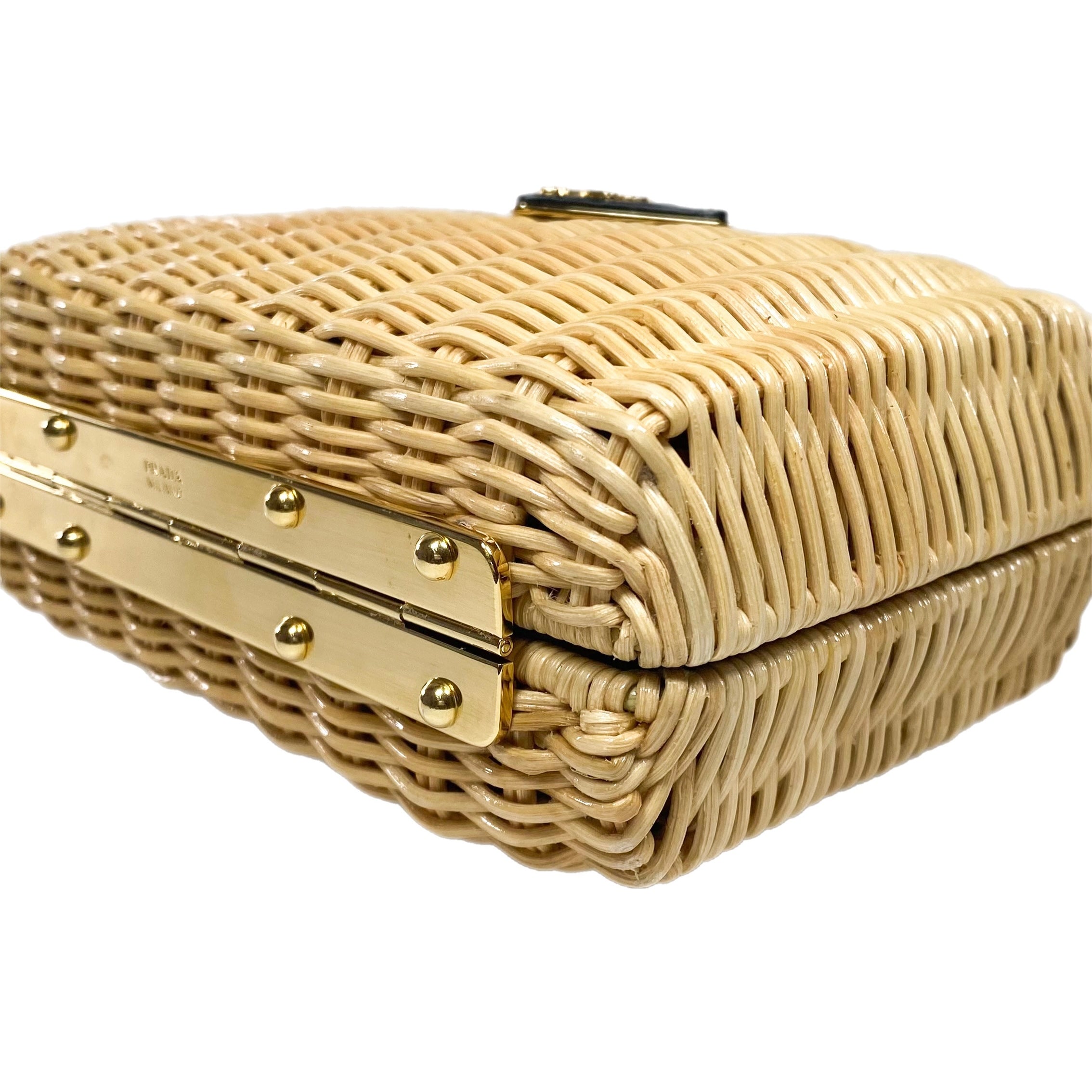 Prada Natural Wicker Box Clutch