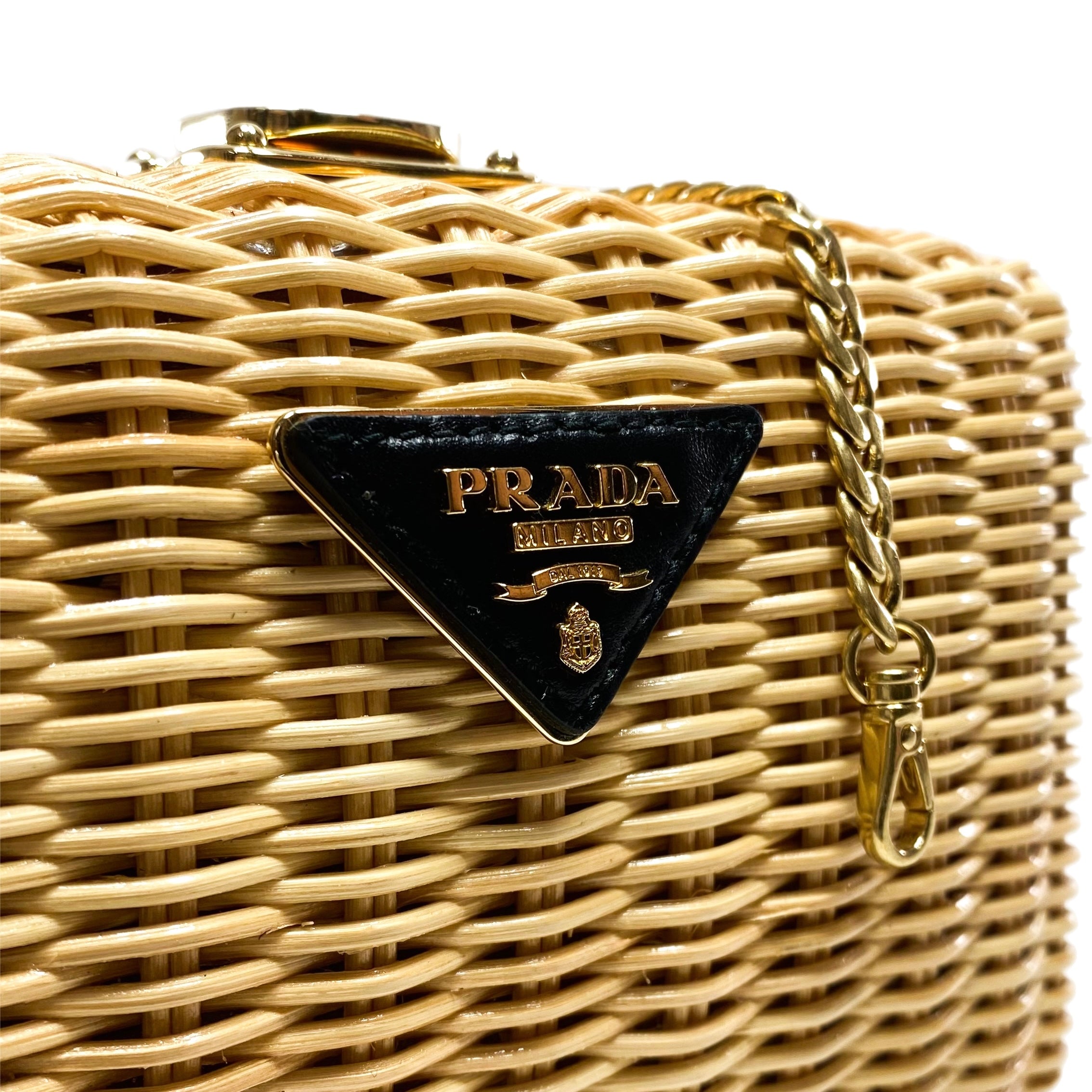 Prada Natural Wicker Box Clutch