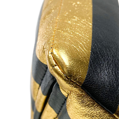 Chanel Gold and Black Metallic Lambskin Kheops Pyramid Wristlet Bag