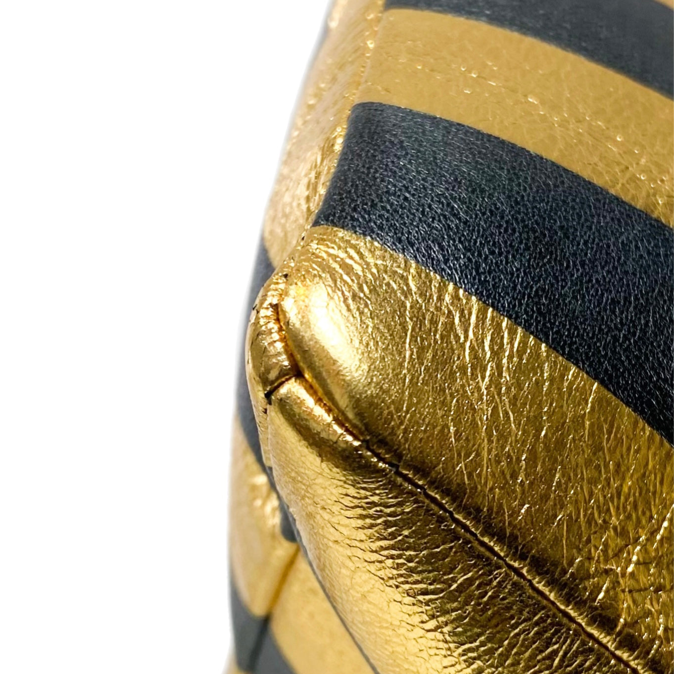 Chanel Gold and Black Metallic Lambskin Kheops Pyramid Wristlet Bag