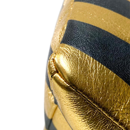 Chanel Gold and Black Metallic Lambskin Kheops Pyramid Wristlet Bag