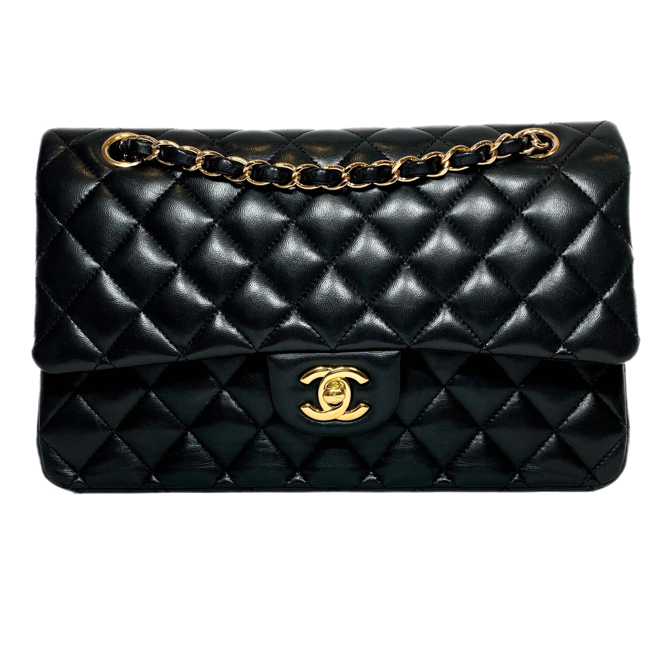 Chanel Vintage mini full flap bag black lambskin