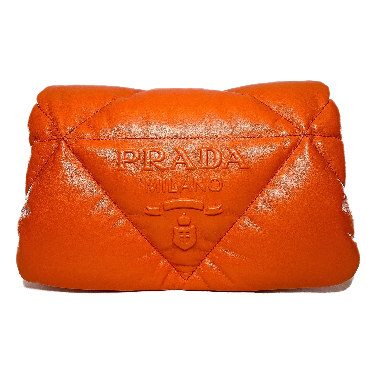 Prada Quilted Orange Nappa Shoulder Bag