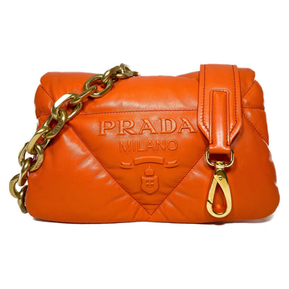 Prada Quilted Orange Nappa Shoulder Bag