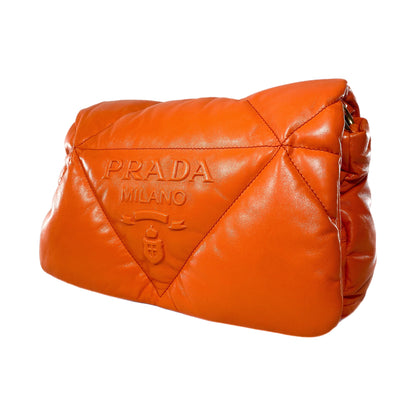 Prada Quilted Orange Nappa Shoulder Bag