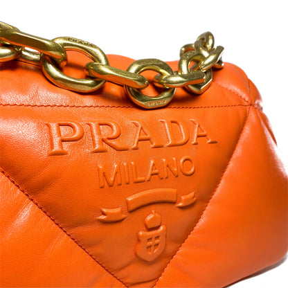 Prada Quilted Orange Nappa Shoulder Bag