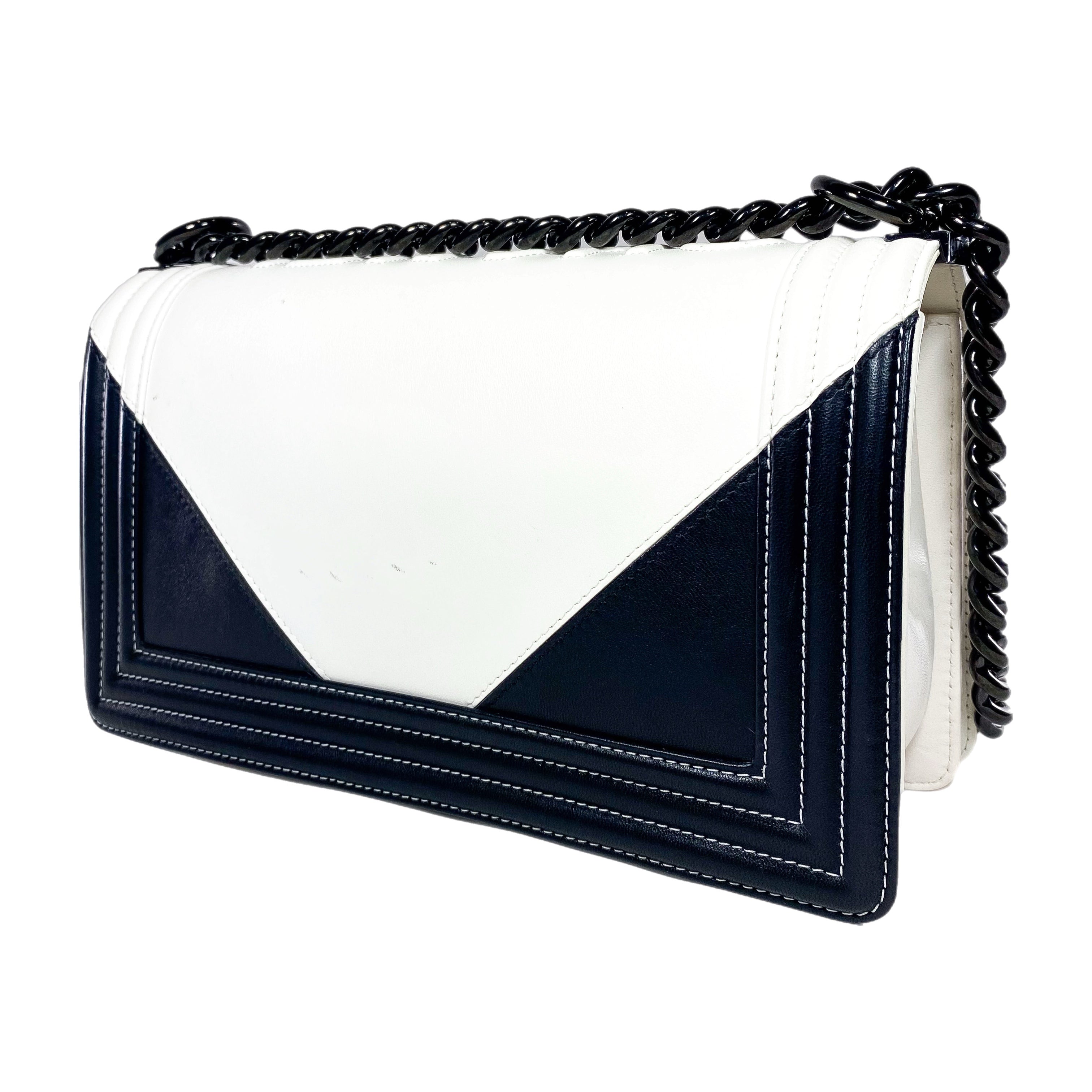 Chanel Black and White Geometric New Medium Boy Bag Consign of the Times