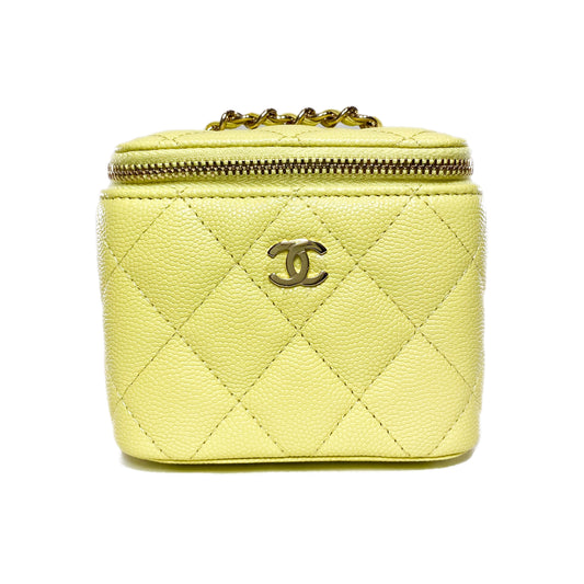 Chanel Yellow Quilted Mini Vanity