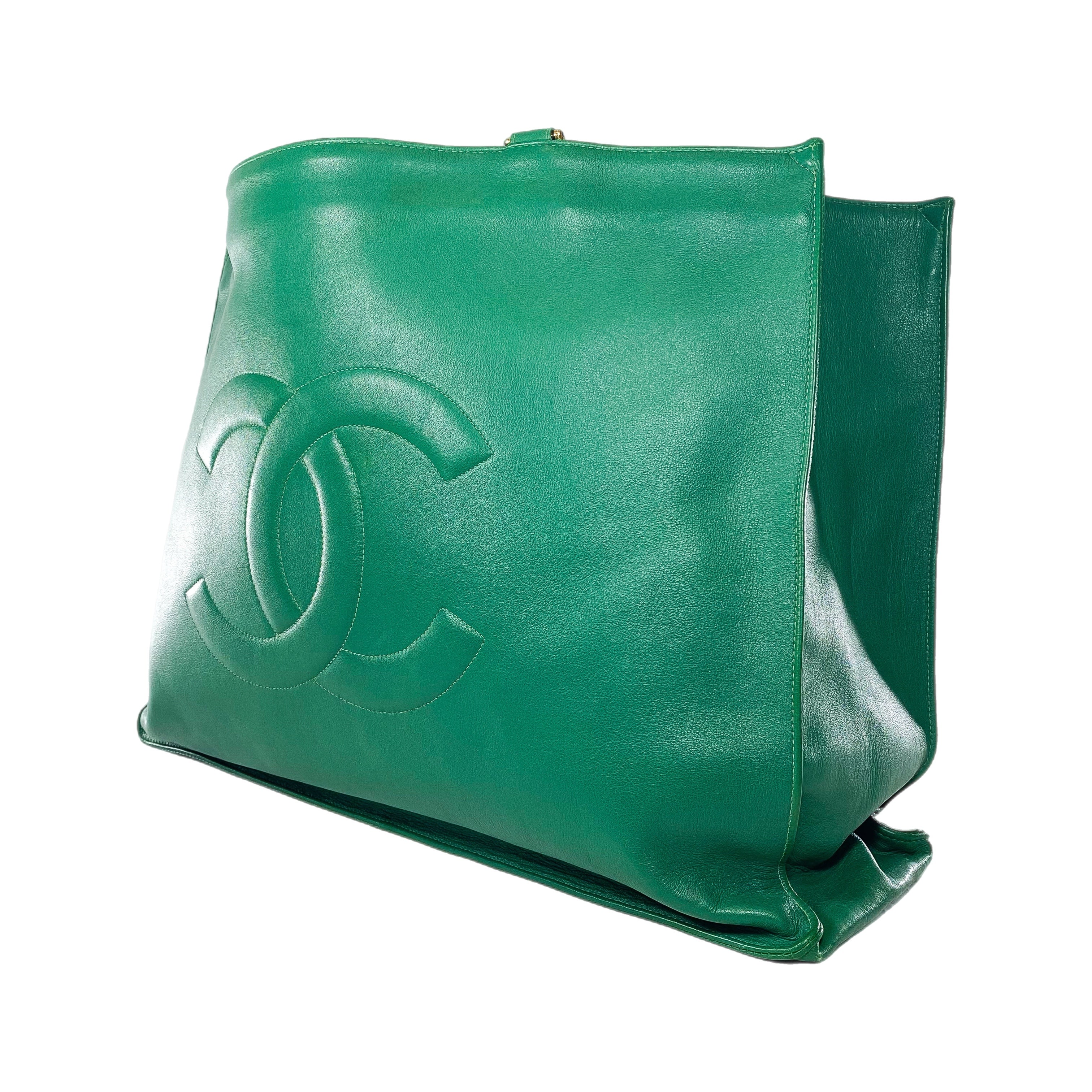 Chanel Green Jumbo XL Timeless Shopping Tote